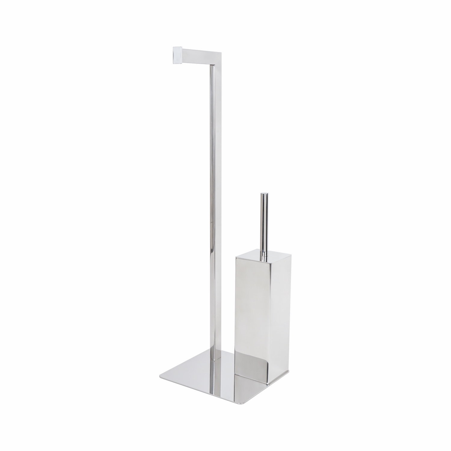 foto del prodotto piantana wc porta rotolo e porta scopino lucido in acciaio inox aisi 304 mod. zeus