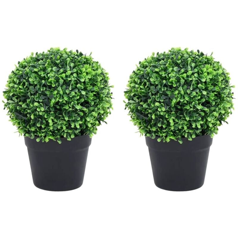 foto del prodotto piante di bosso artificiale 2 pz a sfera con vaso verde 27 cm vidaxl