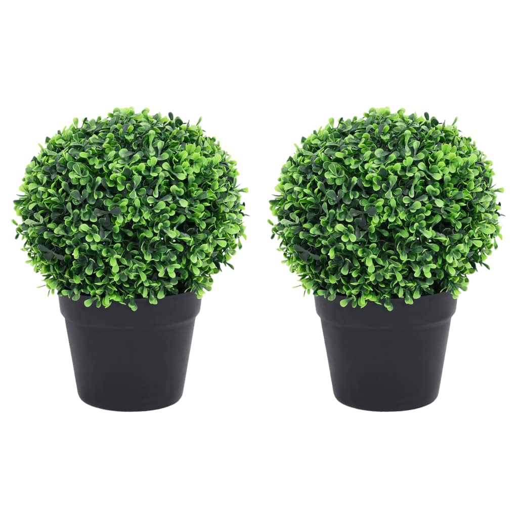 foto del prodotto piante di bosso artificiale 2 pz a sfera con vaso verde 32 cm cod mxl 66349