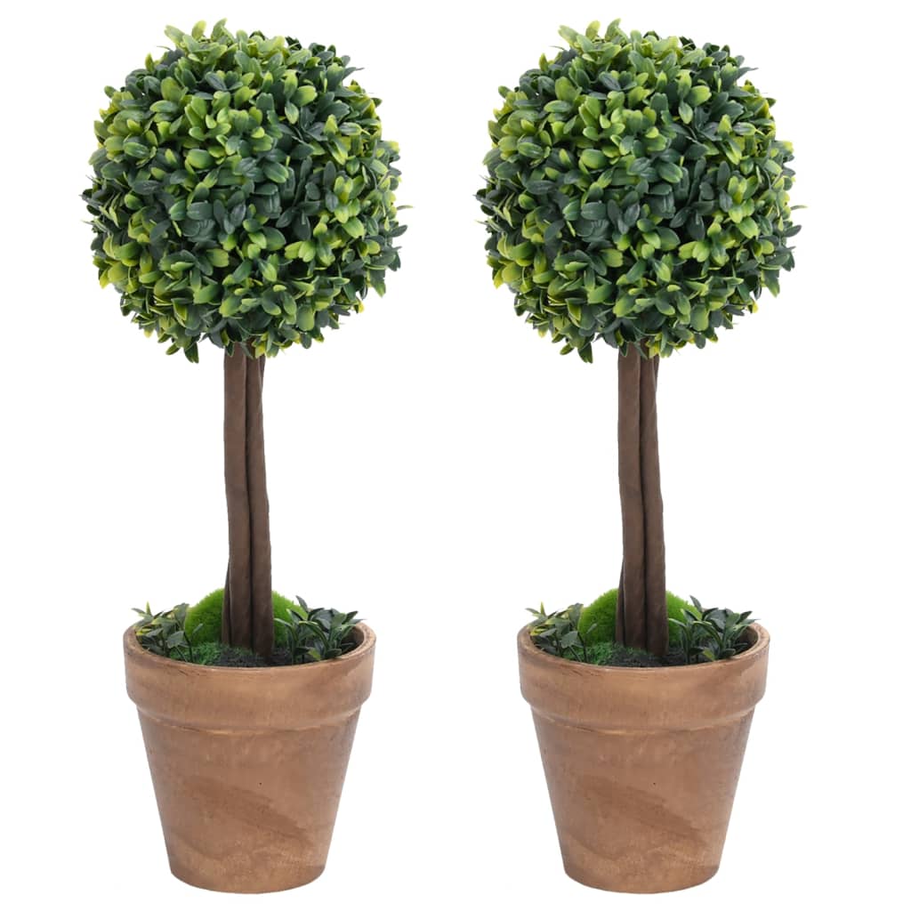 foto del prodotto piante di bosso artificiale 2 pz a sfera con vaso verde 33 cm cod mxl 66346