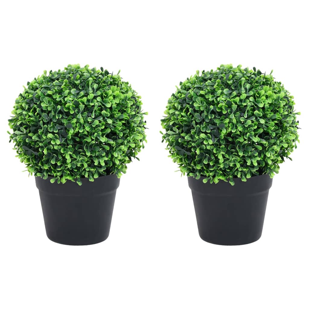 foto del prodotto piante di bosso artificiale 2 pz a sfera con vaso verde 37 cm cod mxl 66348