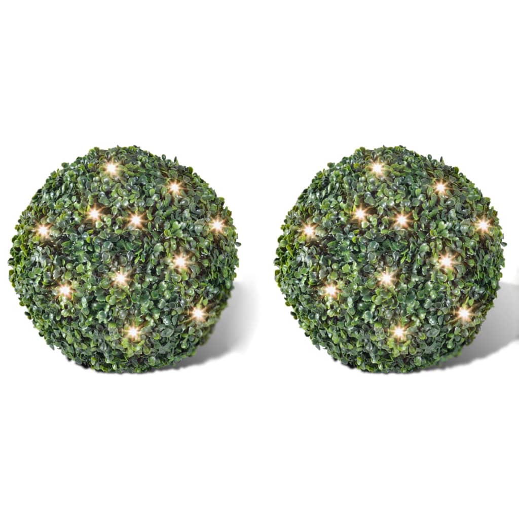foto del prodotto piante di bosso artificiali a palla 2 pz 35 cm luce solare led cod mxl 53562
