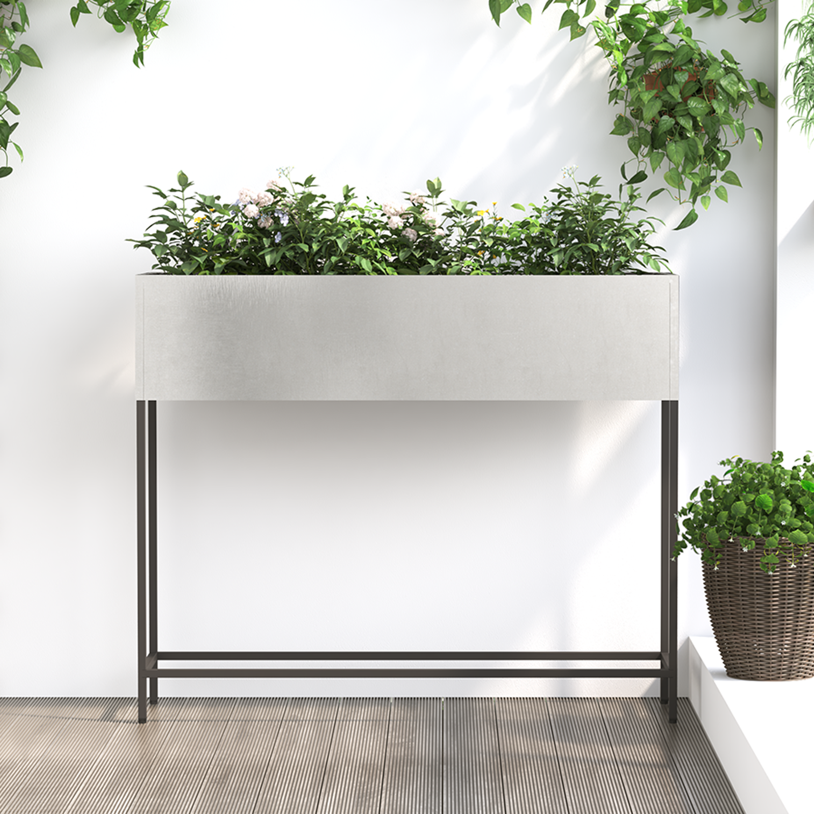 foto del prodotto pianter da giardino rialzato 100x26x82 cm in acciaio inossidabile
