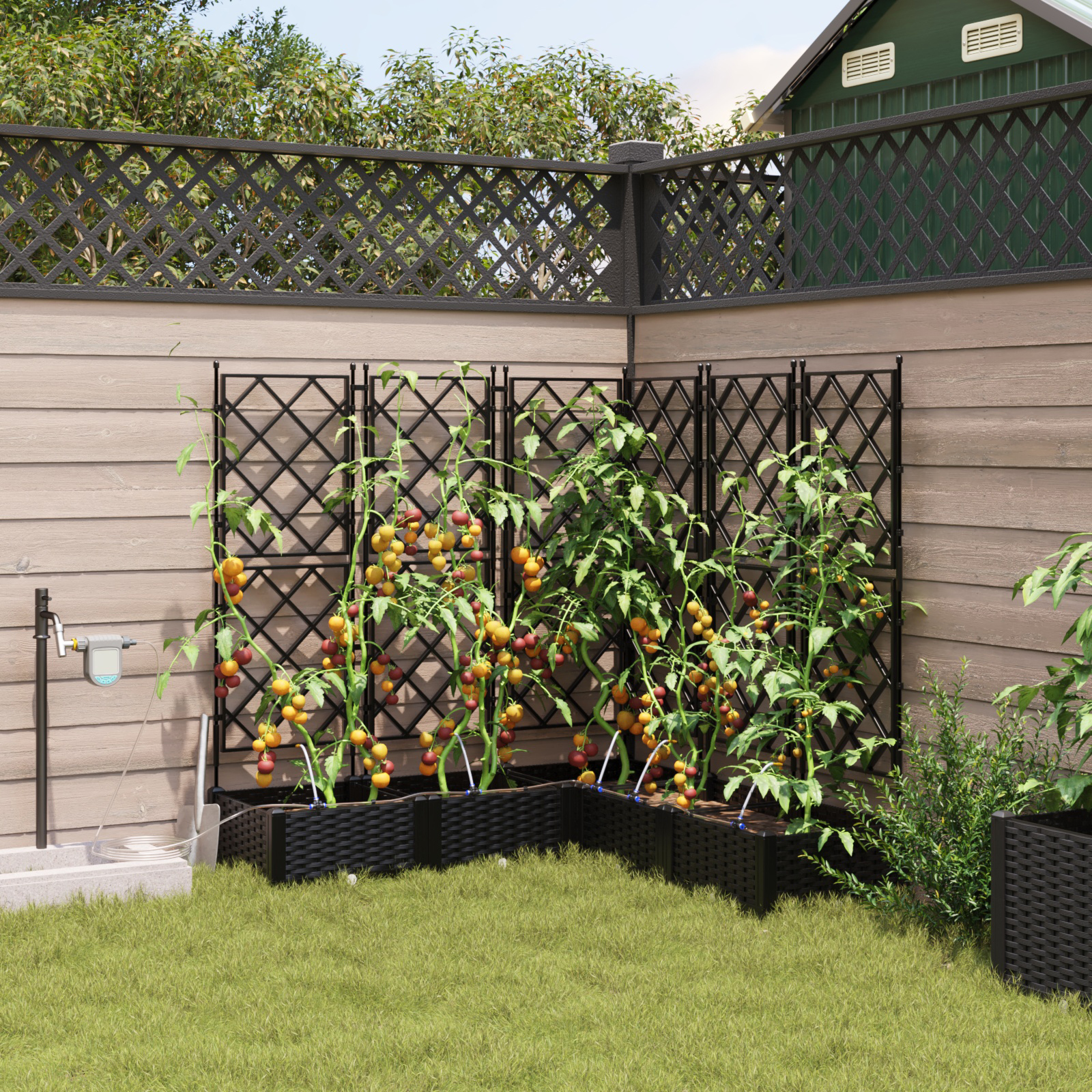 foto del prodotto pianterini da giardino con sistema di irrigazione 5 pz nero