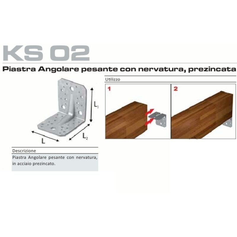 foto del prodotto piastra angolare pesante con nervatura 50x50x40 2 mm angolo per legno