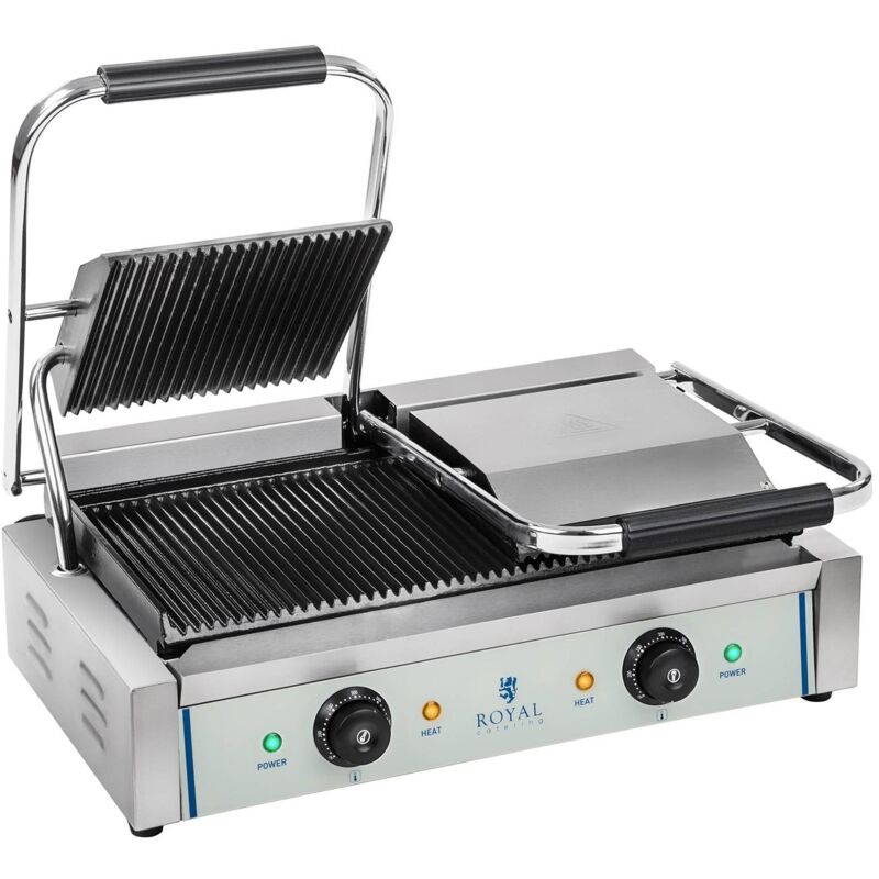 foto del prodotto piastra bar panini in ghisa doppia rigata professionale toast media 2 x 1800 w