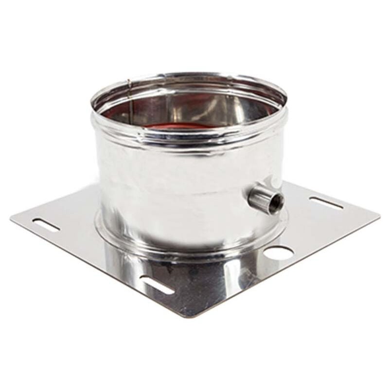 foto del prodotto piastra di base da 100mm in acciaio inox aisi 304 con spurgo