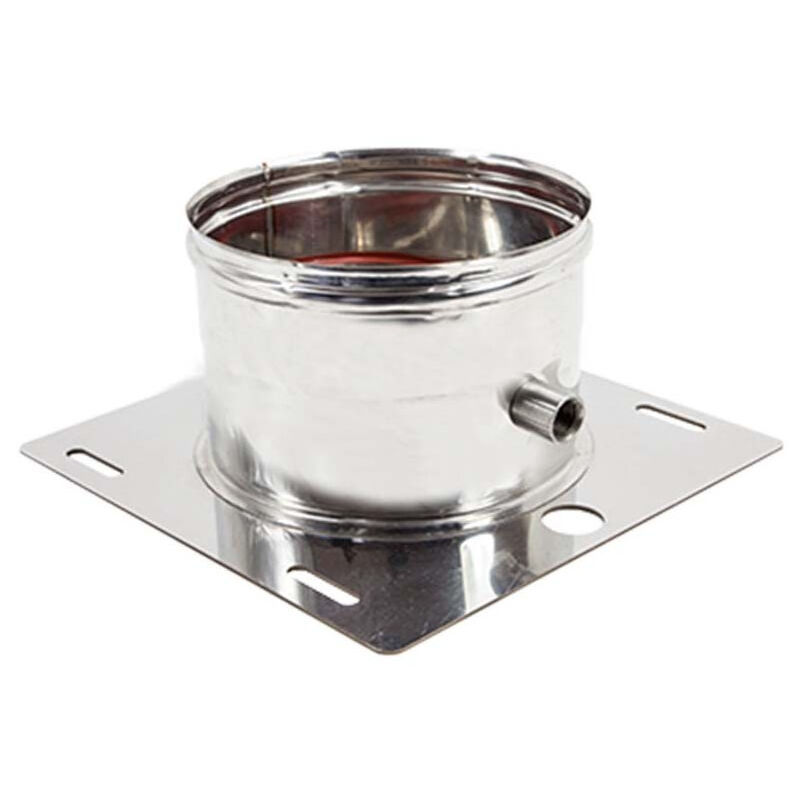 foto del prodotto piastra di base inox aisi 304 per tubo da 80mm con spurgo