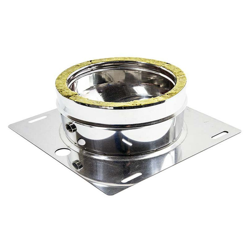 foto del prodotto piastra di base inox doppia parete con spurgo di 100 de 150 mm