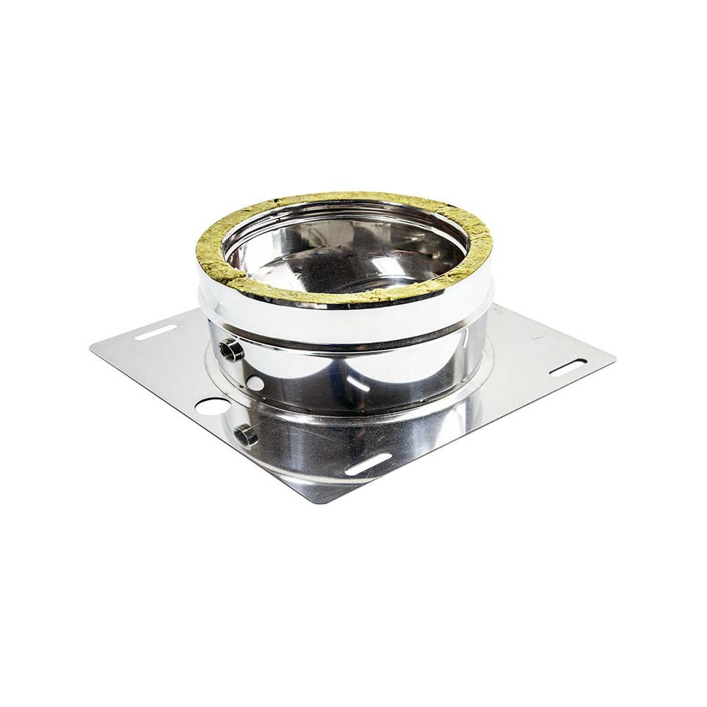 foto del prodotto piastra di base inox doppia parete con spurgo di 130 de 180 mm