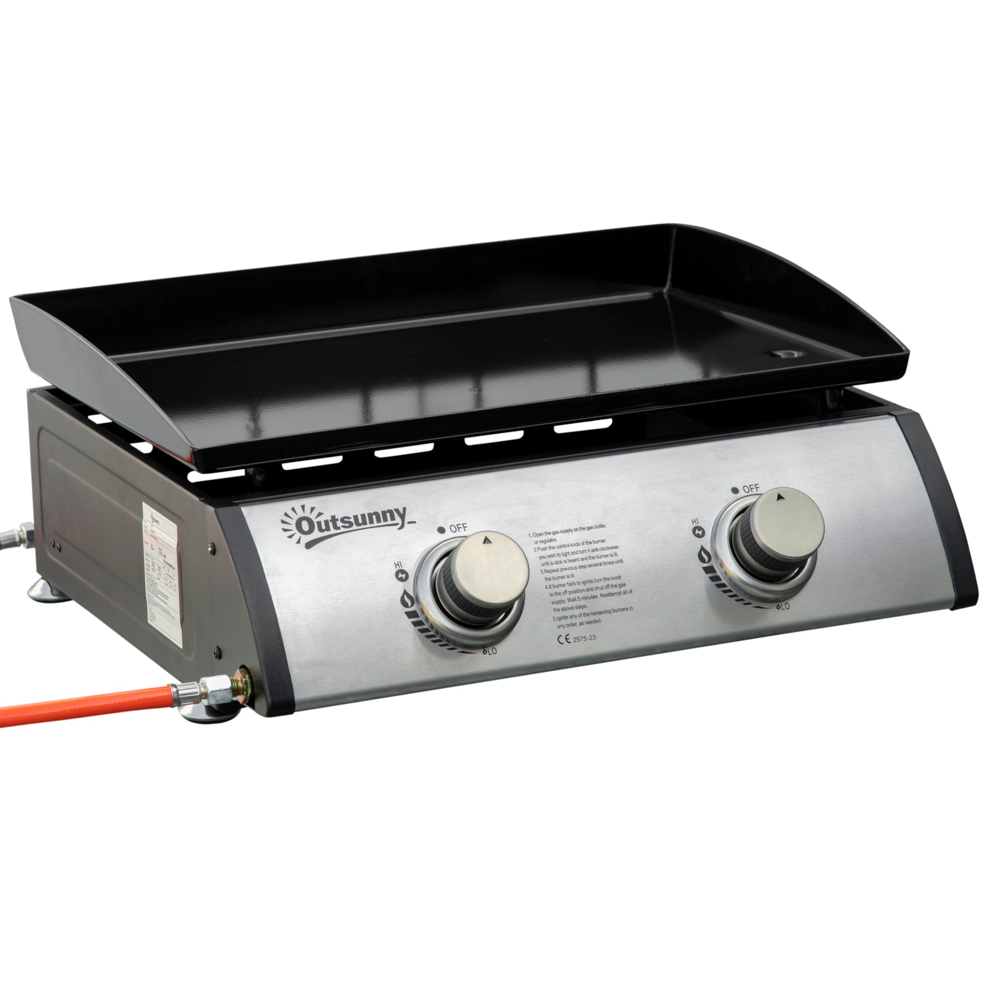 foto del prodotto piastra di cottura a gas gpl 48,5x46x21 cm da tavolo con 2 bruciatori da 6kw nero