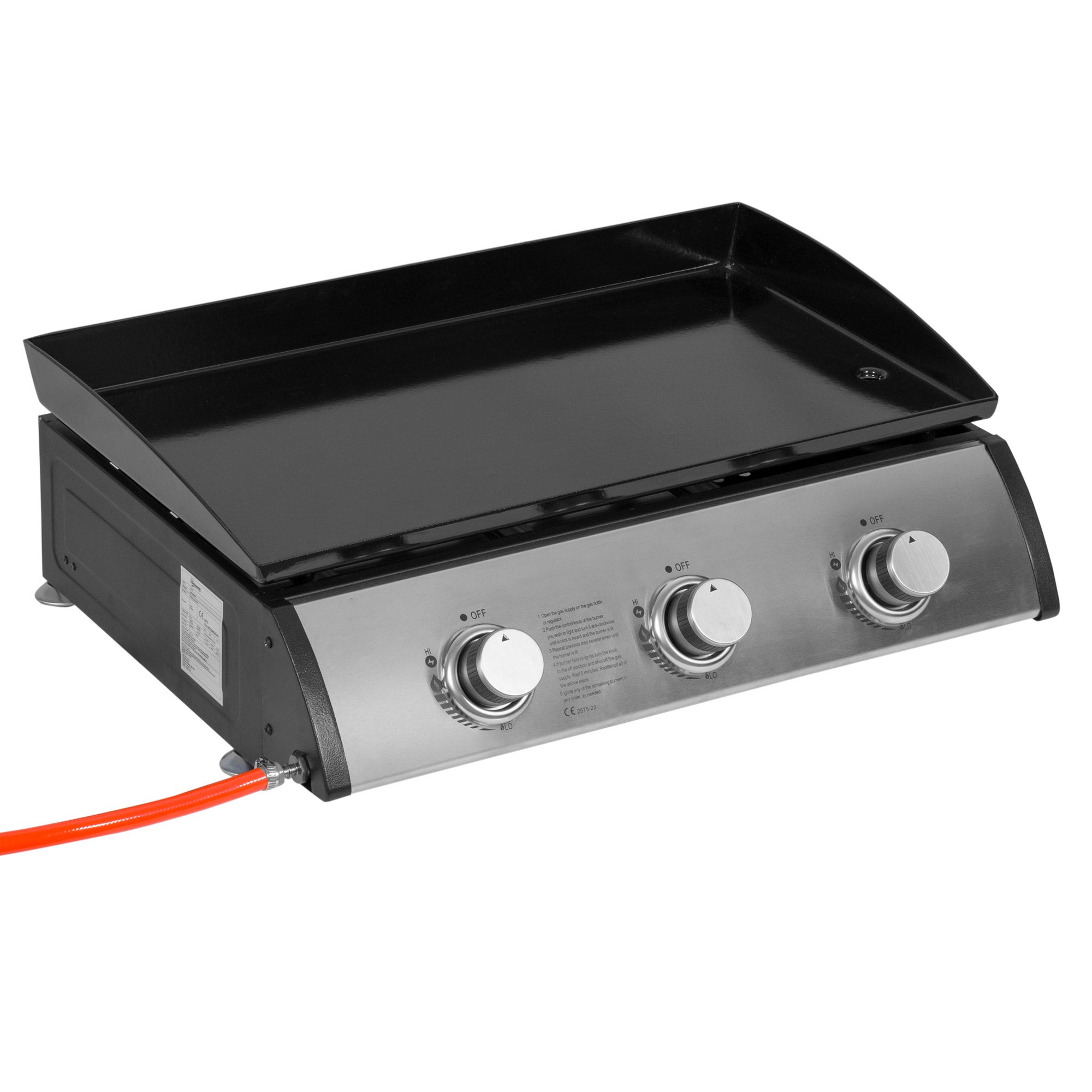 foto del prodotto piastra di cottura a gas gpl 60,5x48,5x21 cm da tavolo con 3 bruciatori da 3kw nero