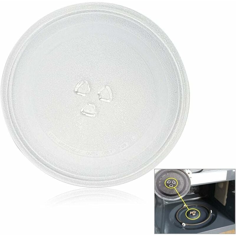 foto del prodotto piastra di ricambio per microonde piastra in vetro universale durevole con 3 fissaggi per forno a microonde 245 mm