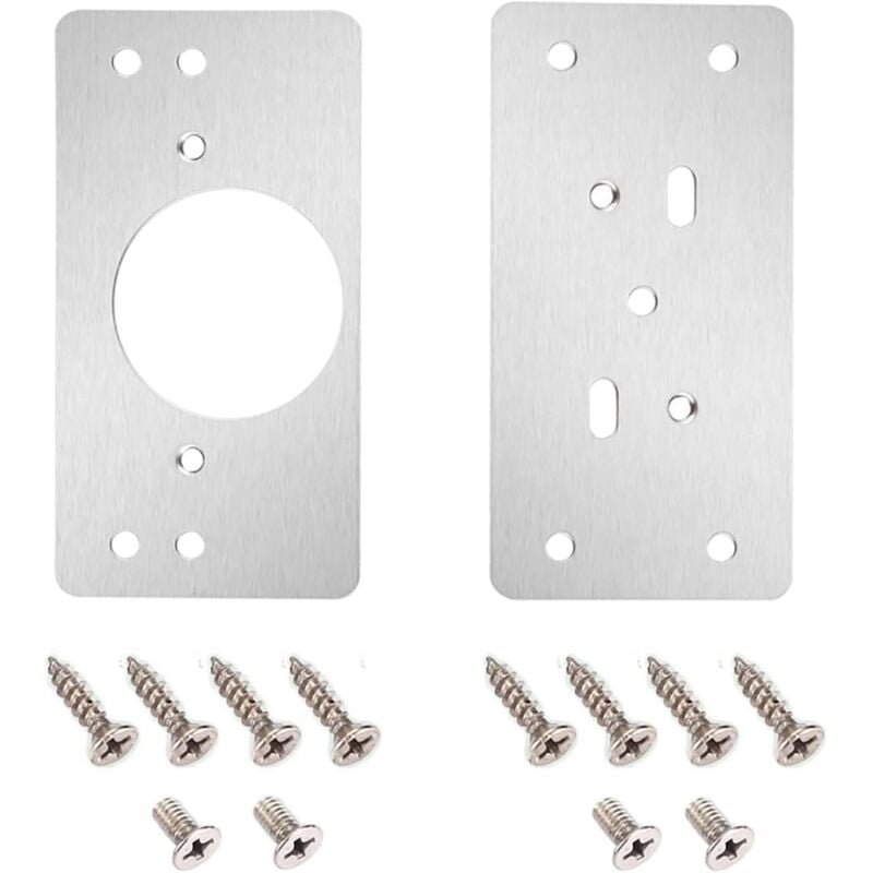 foto del prodotto piastra di riparazione per cerniere per mobili con foro, 2 pezzi di staffe di riparazione, facile installazione con 12 viti, kit di riparazione per