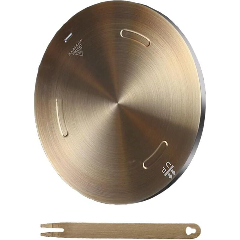 foto del prodotto piastra diffusore di calore in acciaio inox da 28 cm per piano cottura a gas elettrico, piano cottura in vetro, piano cottura a induzione, convertitore con maniglia