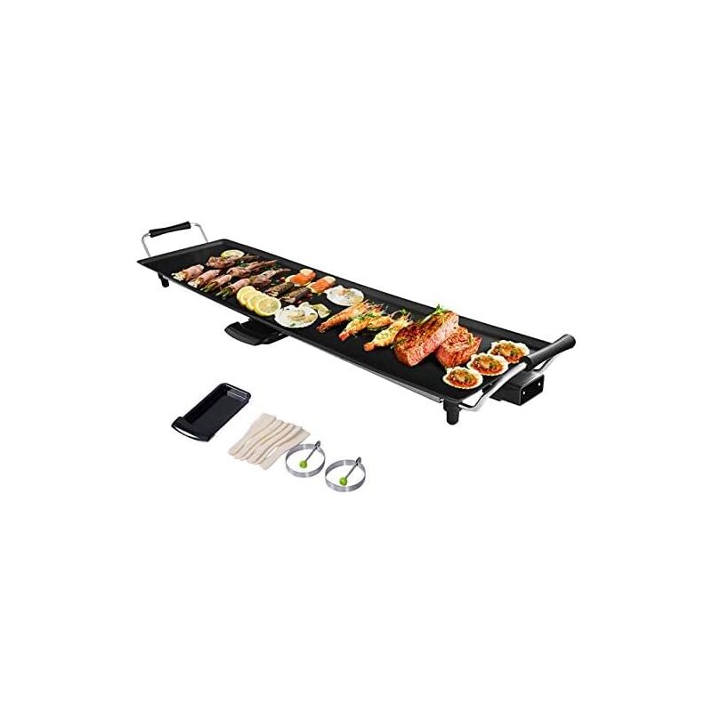 foto del prodotto piastra elettrica multifunzione,piastra in stile giapponese, rivestimento antiaderente e antigraffio, piastra teppanyaki pratica, nero, 90x23 cm