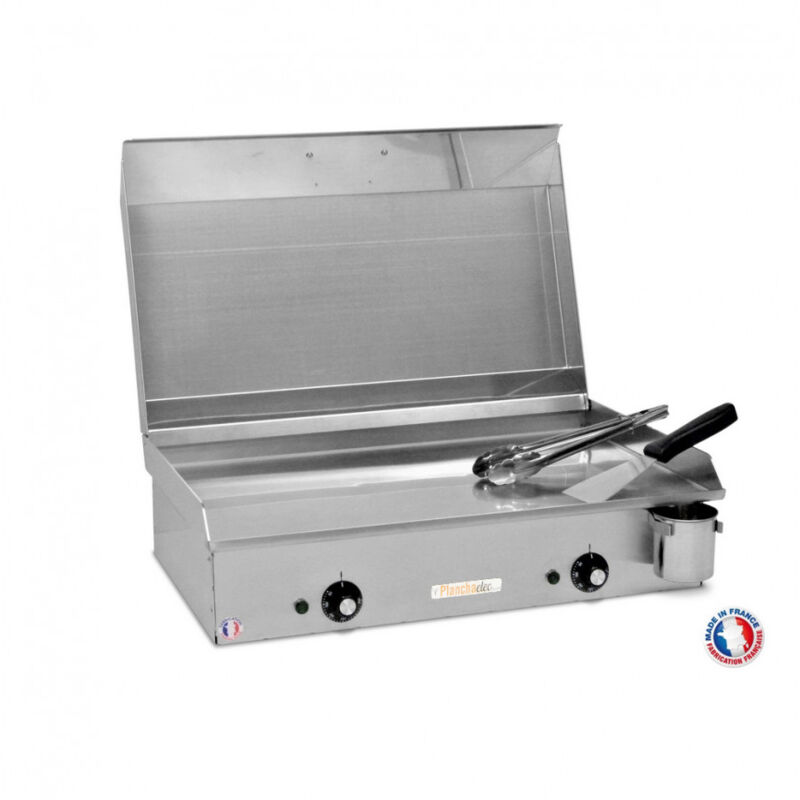 foto del prodotto piastra elettrica neo e650 2400w coperchio 2 utensili inox termostato regolabile 10 persone made in france l65 x p43 x h18 cm