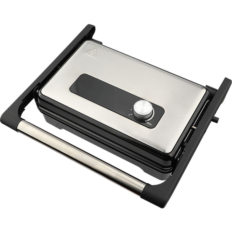 foto del prodotto piastra griglia elettrica 3 fette 1500w, fondo antiaderente pareti fredde apertura 180 , termostato regolabile, facile da pulire