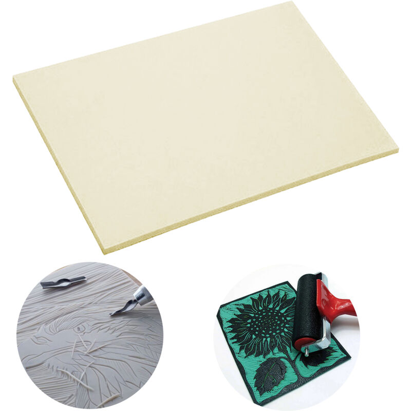 foto del prodotto piastra linoleum soft per stampa su linoleum essdee softcut beige ecru 42x30cm