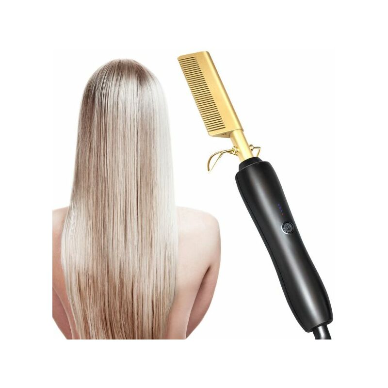foto del prodotto piastra per capelli lisci pettine lisciante riscaldamento elettrico 48w
