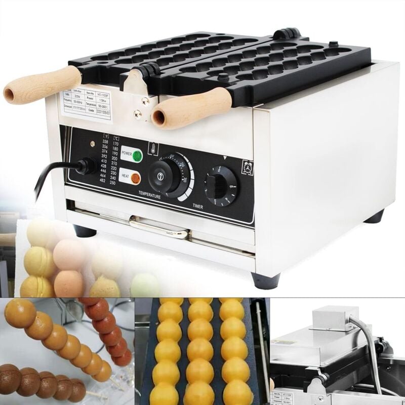 foto del prodotto piastra per cialde a bolle in acciaio inossidabile 1500 w macchina per cialde a bolle elettriche commerciali temperatura regolabile, per panifici,