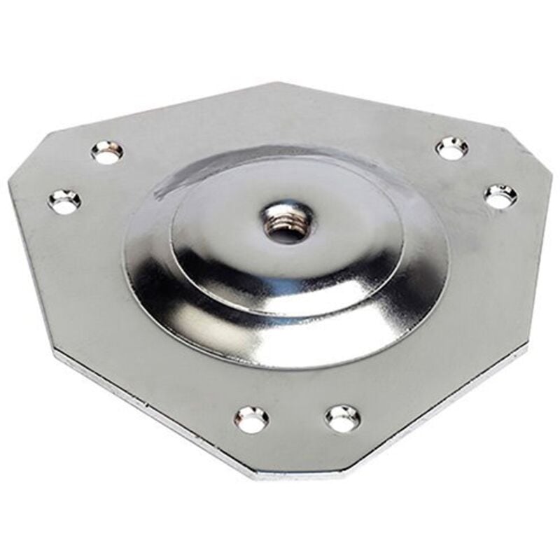 foto del prodotto piastra per fissaggio gambe in acciaio finitura cromo lucido mod.410. metrico 10mm rei