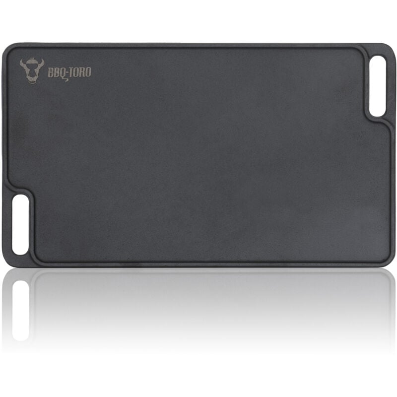 foto del prodotto piastra per grigliare in ghisa bbq toro con maniglie, 40 x 23 cm, piastra bbq reversibile pre seasoned, padella per grigliare, bbq plancha