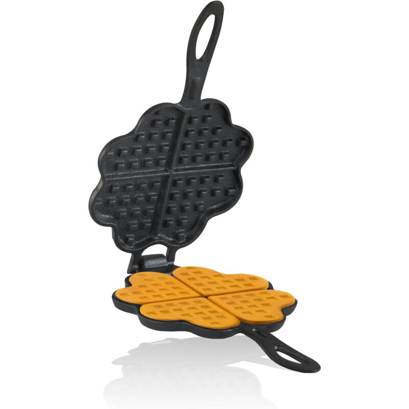 foto del prodotto piastra per waffle in ghisa a forma di cuore piastra per waffle con 2 manici, 15 cm bbq toro