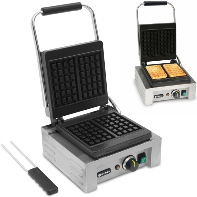 foto del prodotto piastra per waffle professionale per 2 waffle rettangolari 1,5 kw hendi 212103