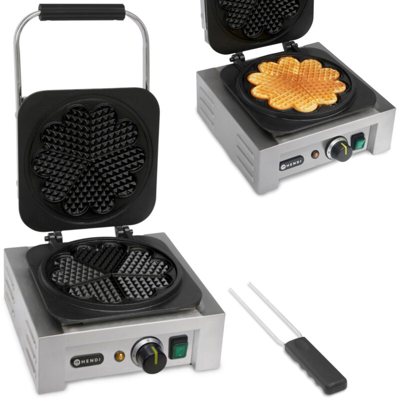 foto del prodotto piastra per waffle professionale, rosetta, 5 cialde a cuore, dia. 215mm 2200w