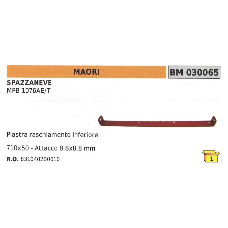 foto del prodotto piastra raschiamento inferiore 170x50mm attacco 8,8x8,8mm spazzaneve maori