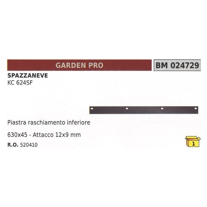 foto del prodotto piastra raschiamento inferiore 630x45mm attacco 12x9mm spazzaneve garden pro