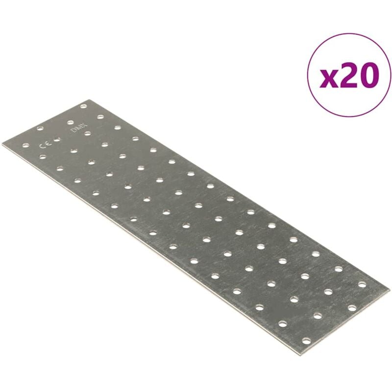foto del prodotto piastre forate 20 pz 2 mm 300x80 mm acciaio zincato vidaxl