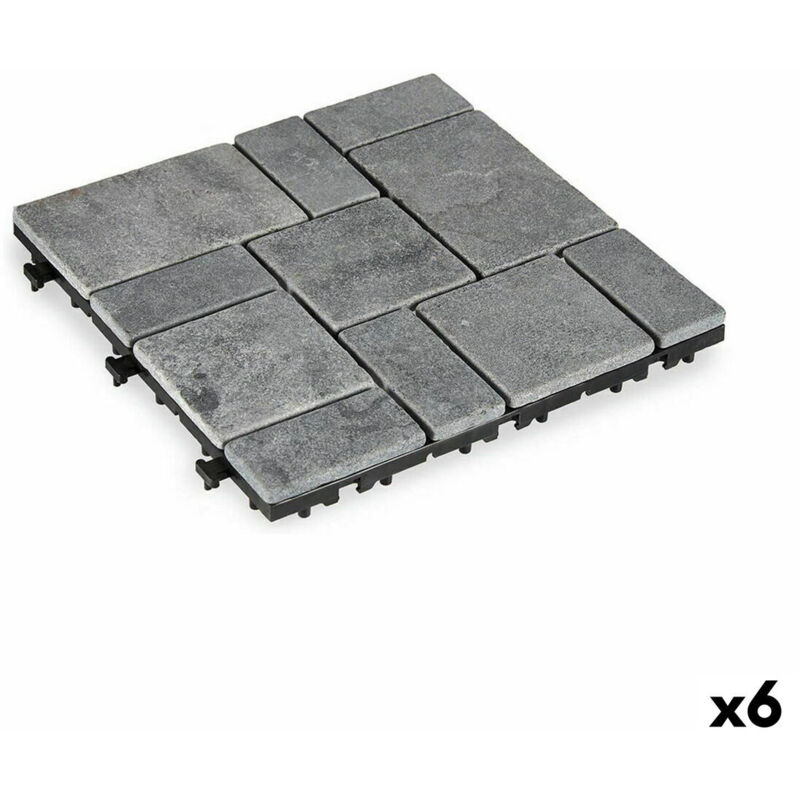 foto del prodotto piastrella ad incastro ibergarden tts11p gy grigio pietra plastica 30 x 2,8 x 30 cm 6 unit 