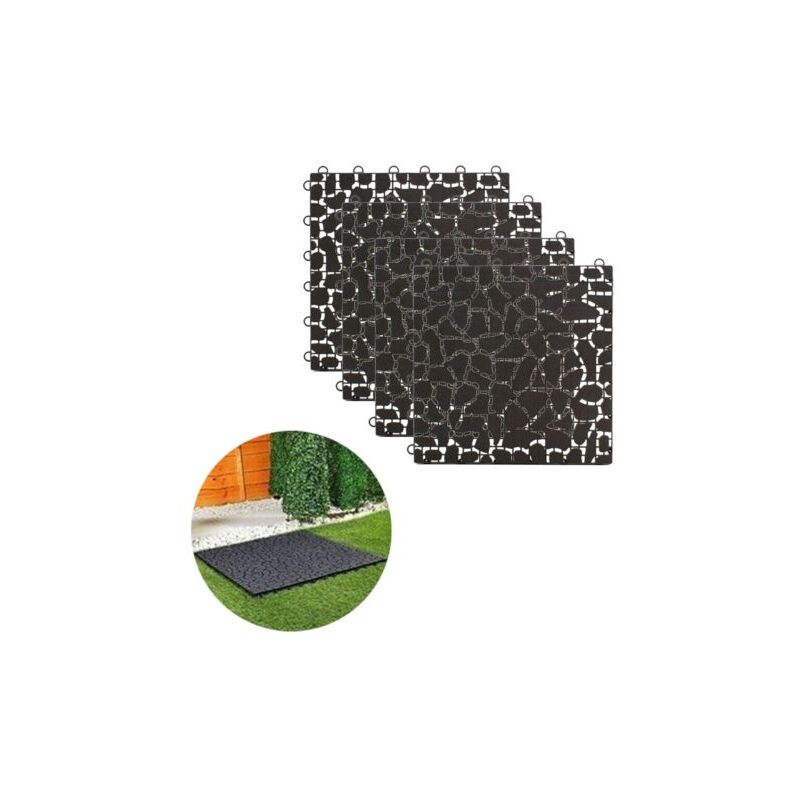 foto del prodotto piastrella esterni pavimento set da 4 pavimentazione giardino 30x30cm nero