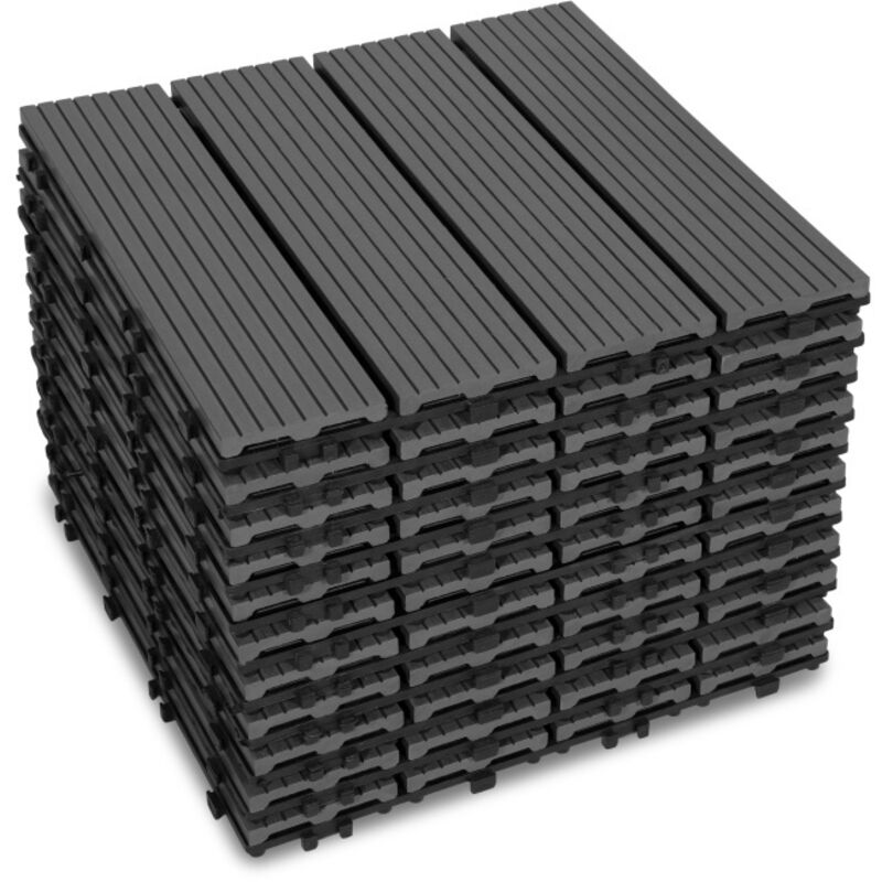 foto del prodotto piastrella per terrazza piastrelle per giardino ad incastro rivestimento piastrelle 30x30 in legno composito antracite 11pz swanew