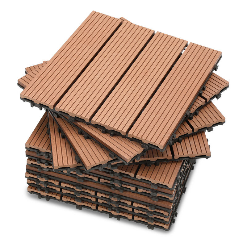 foto del prodotto piastrella per terrazza piastrelle per giardino ad incastro rivestimento piastrelle 30x30 in legno composito marrone 11pz swanew