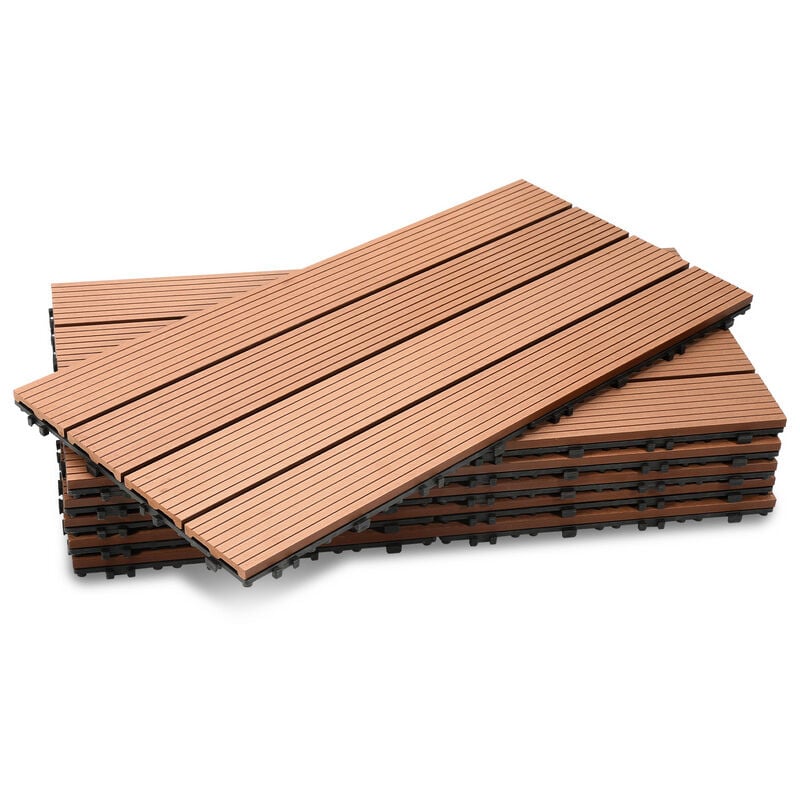 foto del prodotto piastrella per terrazza piastrelle per giardino ad incastro rivestimento piastrelle ad incastro in legno composito wpc 60x30 marrone 48pz swanew