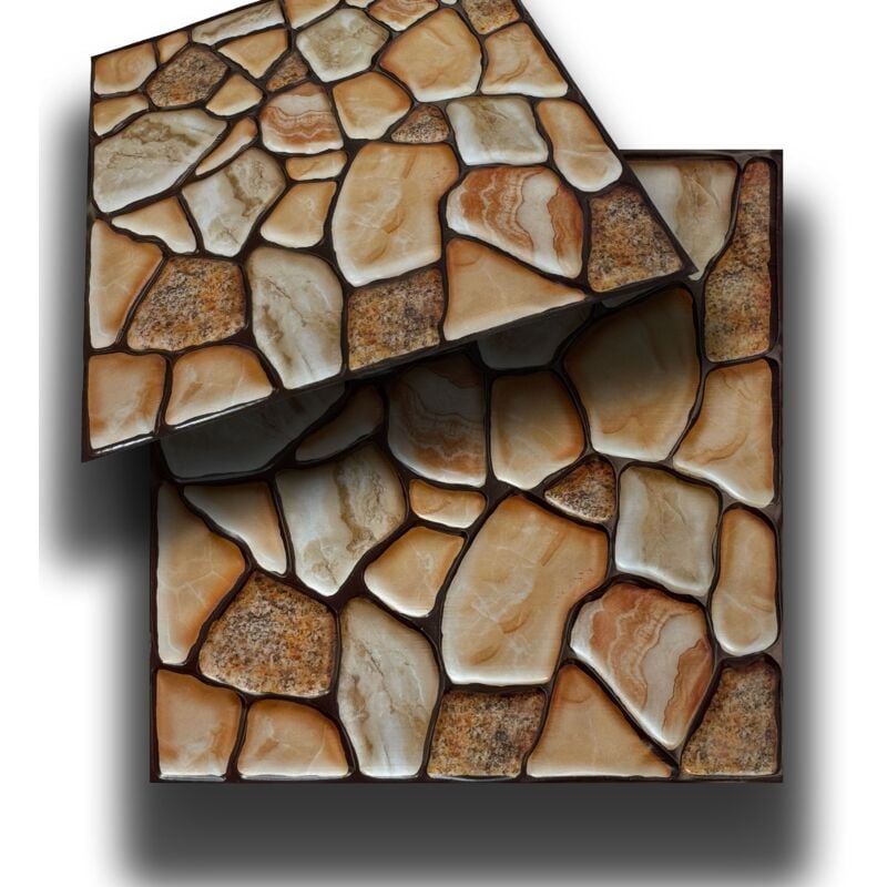 foto del prodotto piastrelle 3d a rilievo autoadesive in pvc 30x30cm pietra, mattoni, marmo. idrorepellenti sassi beige 30x30cm