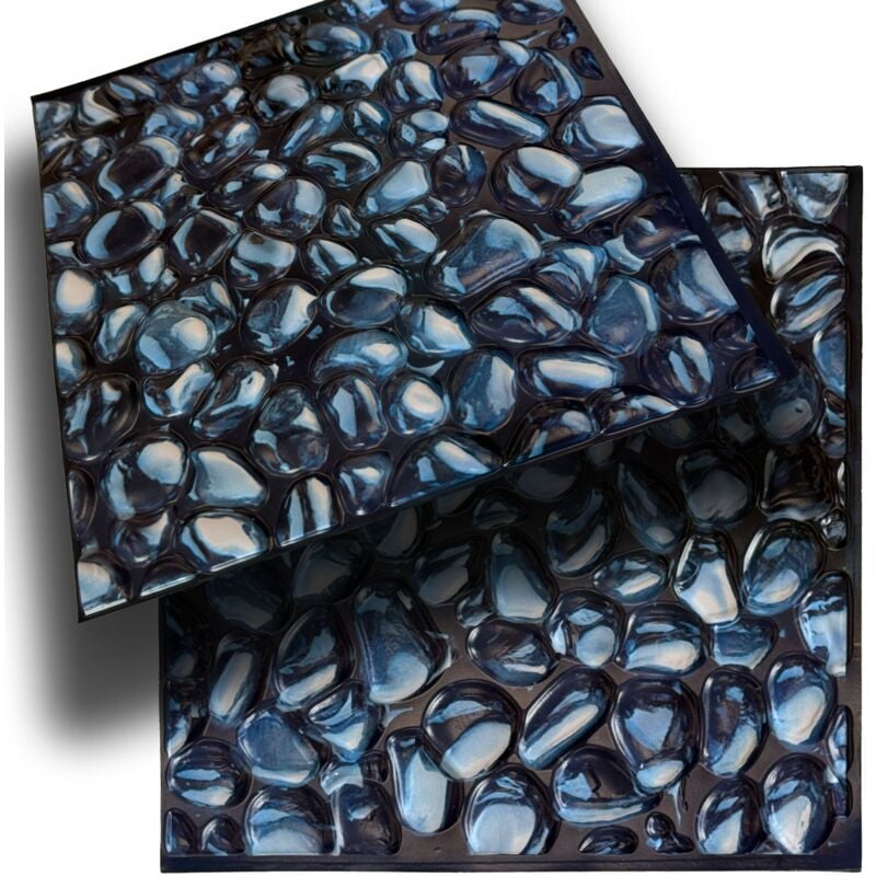 foto del prodotto piastrelle 3d a rilievo autoadesive in pvc 30x30cm pietra, mattoni, marmo. idrorepellenti sassi blu 30x30cm
