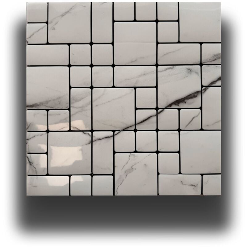 foto del prodotto piastrelle 3d autoadesive in pet acustiche e isolanti 30x30cm 4mm spessore mosaico carrara