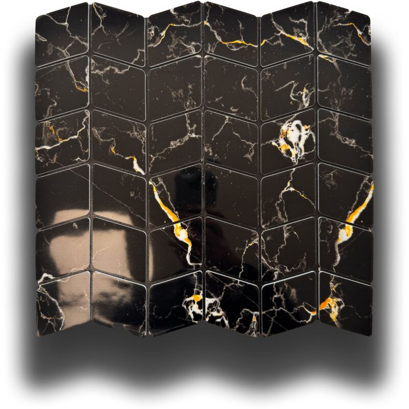 immagine 0 del prodotto piastrelle 3d autoadesive in pet acustiche e isolanti 30x30cm 4mm spessore rombi marmo nero