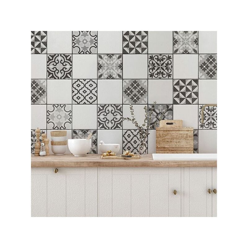 foto del prodotto piastrelle adesive cementine grigie 15x15 cm 20 pcs 