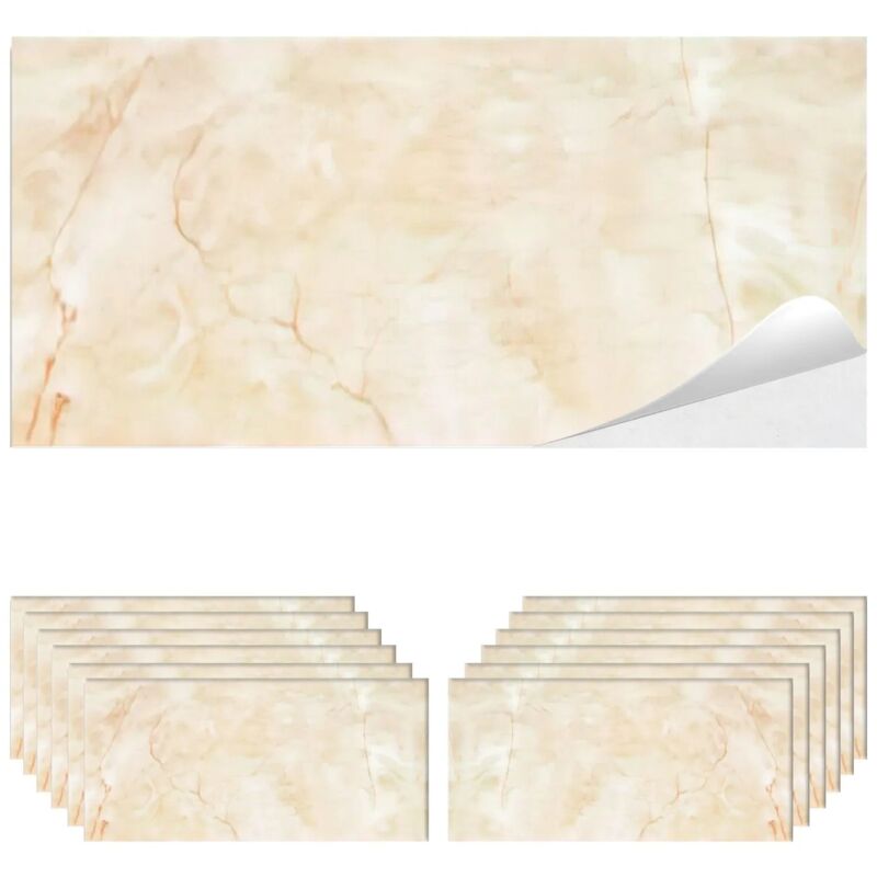 foto del prodotto piastrelle adesive in pvc impermeabili effetto marmo per interni, rinnova cucina e bagno, facile applicazione, resistente all acqua e allo sporco,