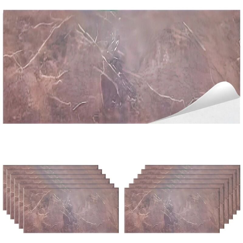 foto del prodotto piastrelle adesive in pvc impermeabili effetto marmo per interni, rinnova cucina e bagno, facile applicazione, resistente all acqua e allo sporco,