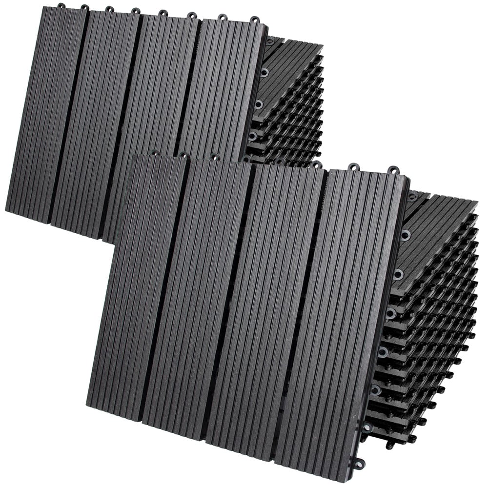 foto del prodotto piastrelle da giardino set 22 pz antracite wpc 30x30cm