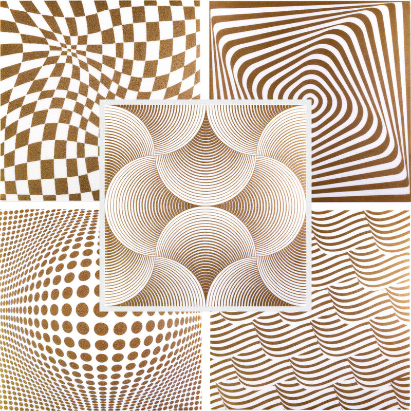 foto del prodotto piastrelle da soffitto effetto panorama xps 50x50cm hexim oro disco gold, 2 metri quadrati