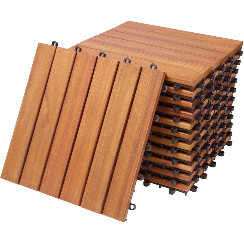 foto del prodotto piastrelle in legno certificato fsc per giardino balcone ad incastro 30x30cm da esterno 11x eucalipto casaria