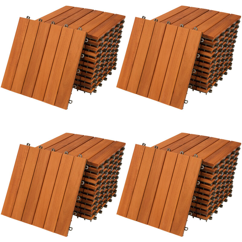 foto del prodotto piastrelle in legno certificato fsc per giardino balcone ad incastro 30x30cm da esterno 44x acacia en casaria
