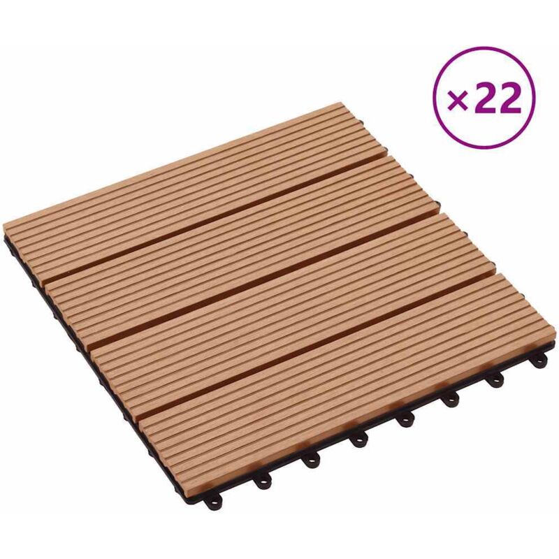 foto del prodotto piastrelle per decking 22 pz 30x30cm 2mq in wpc colore teak cod mxl 36085